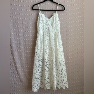 ASTR The Label Lace A-Line Midi Dress B Neck‎ Sleeveless Sz M White